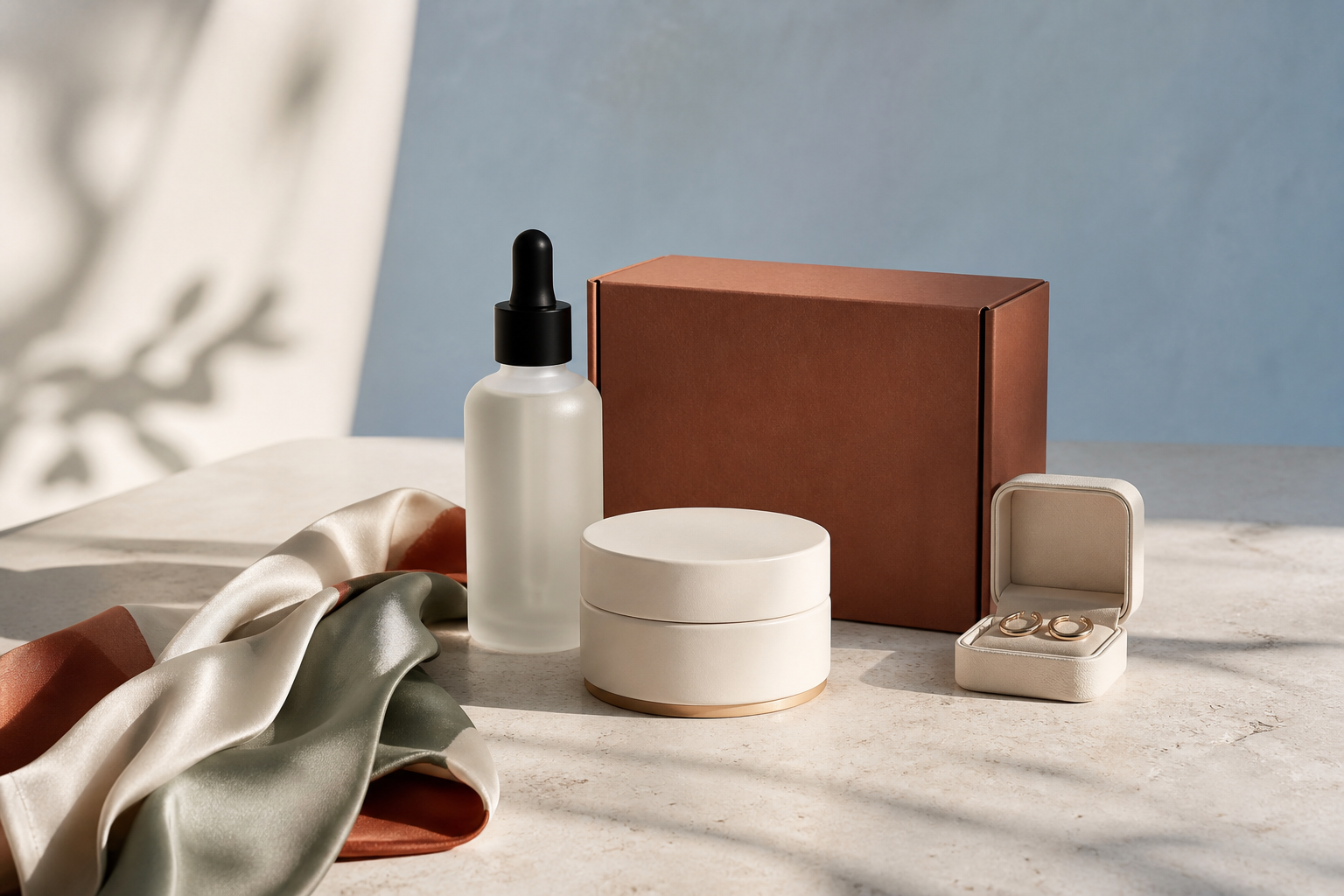 Sélection de produits mode et beauté préparée pour une collaboration